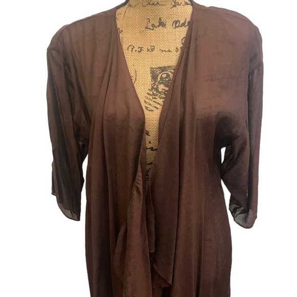 Lularoe Shirley Solid Brown Lightweight Short‎ Sleeve Kimono Cover Size M - Picture 2 of 8